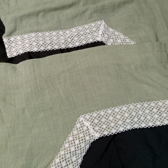 None Other - 2 Sage and white lace curtains